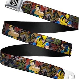Buckle-Down Wolverine Marvel Graphic Seatbelt Belt Yellow Black Size 24-38 inch